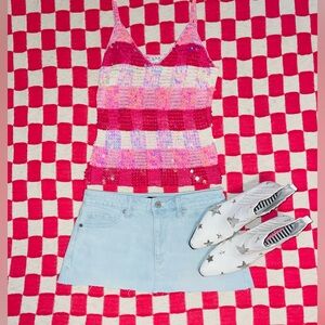 Low Rise Y2K Retro Vintage 2000 Denim Light Wash Distressed Hem Micro Mini Skirt